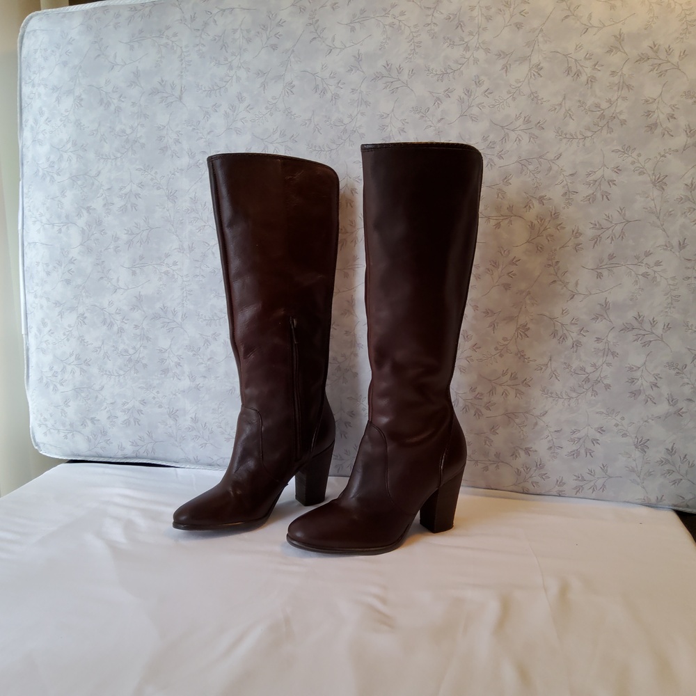Brown leather boots